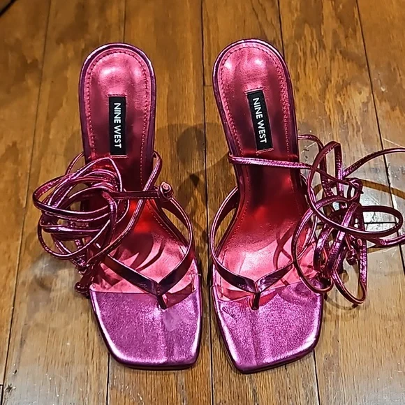 Nine West Terrie Sky Sexy Tie and Leg High Heel Strappy Sandals - Picture 11 of 15